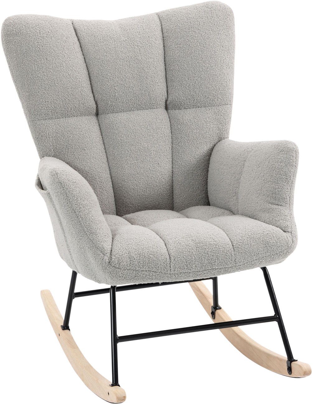 Rackhams Light/Grey Tufted Rocking Chair With Side Pockets - Image 7