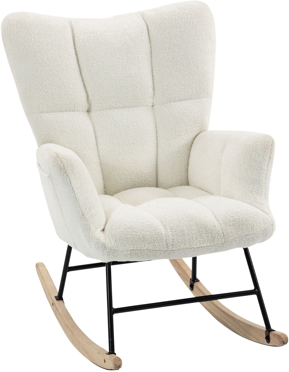 HOMCOM Tufted Rocking Chair with Side Pockets in Cream - Image 5