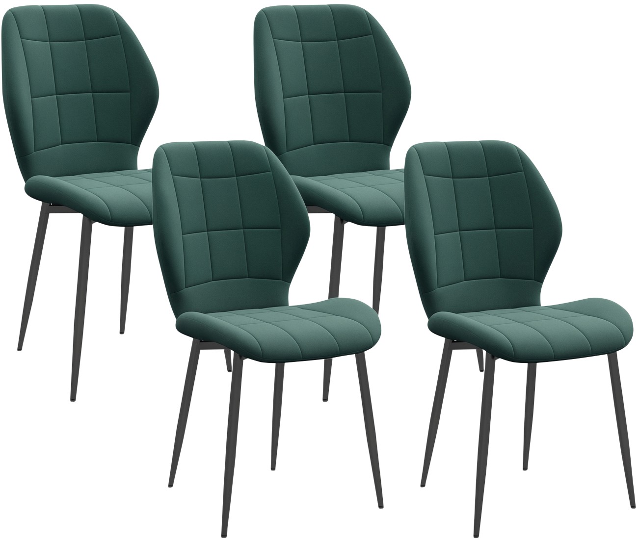 Homcom Unisex Green Dining Chairs Set Of, Modern Style Flannel Upholstered Kitchen Chairs With Backs & Steel Legs, For Living Room, Dining Room, Bedroom In Size 4 - Image 6