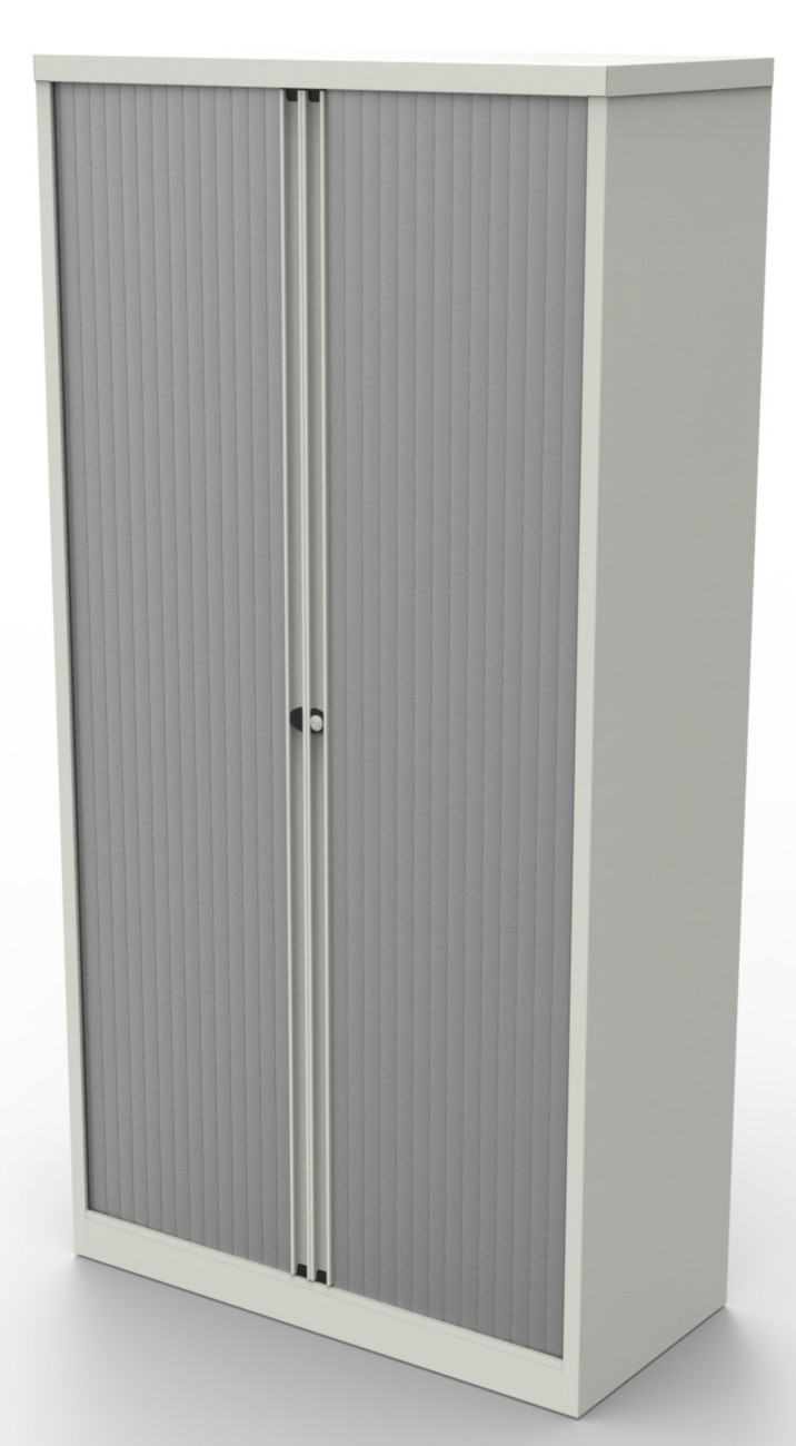 Bisley Tambour Cupboard Steel 4 Shelves Lockable 1,000 X 470 X 1,985 Mm White