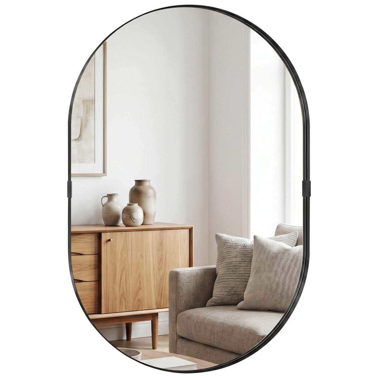 Homcom Black Wall Mirror With Elevated Aluminium Alloy Frame - Image 9