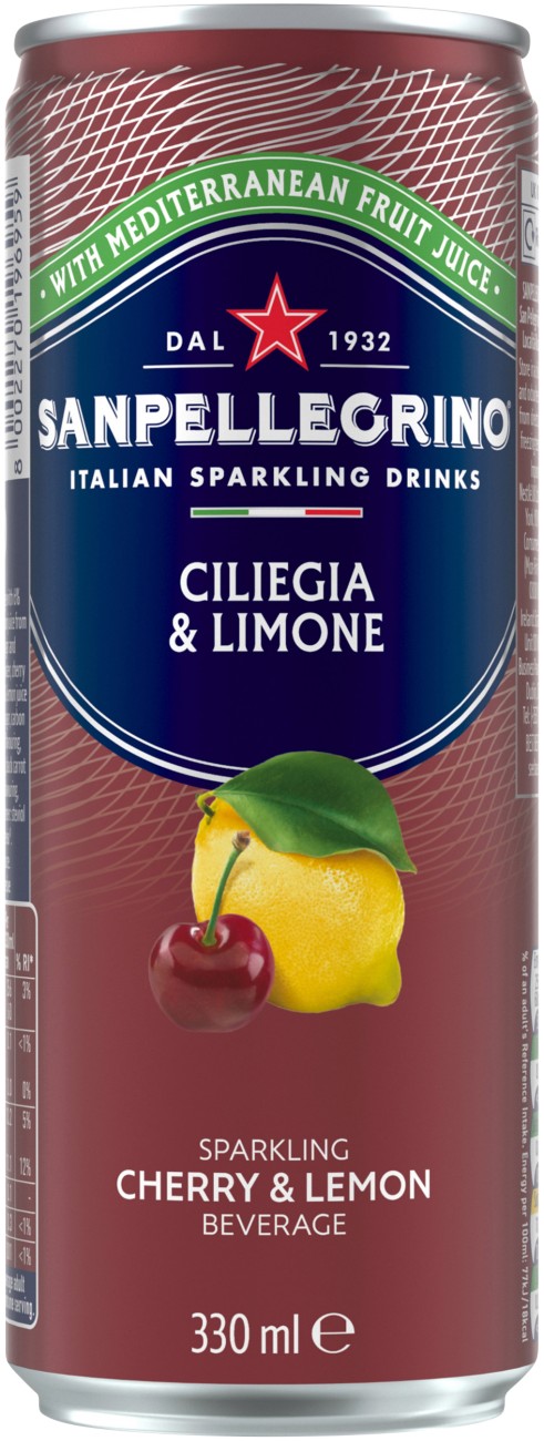 S.pellegrino San Pellegrino Cherry & Lemon Sparkling Drink 24 Cans Of 330 Ml