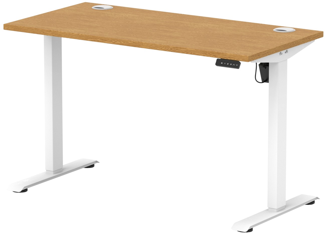 Lite 1200x600 Height Adjustable Desk Oak Top CP White Leg - Image 3