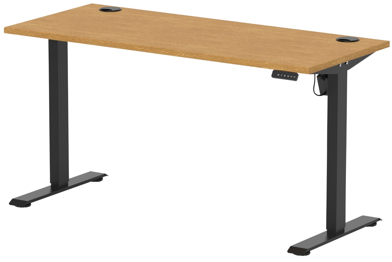 Lite 1400x600 Height Adjustable Desk Oak Top CP Black Leg - Image 3