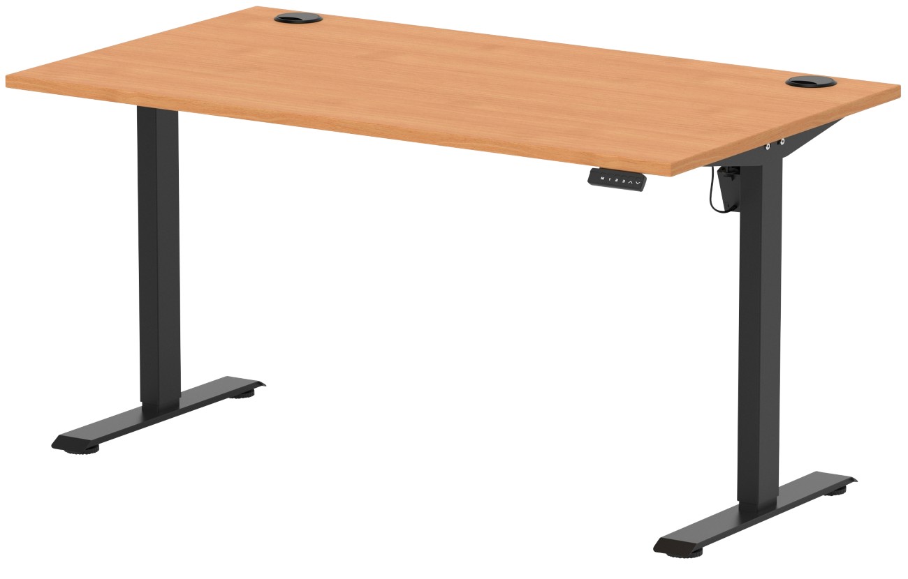 Air Lite 1400 x 800mm Height Adjustable Office Desk Beech Top Cable - Image 3