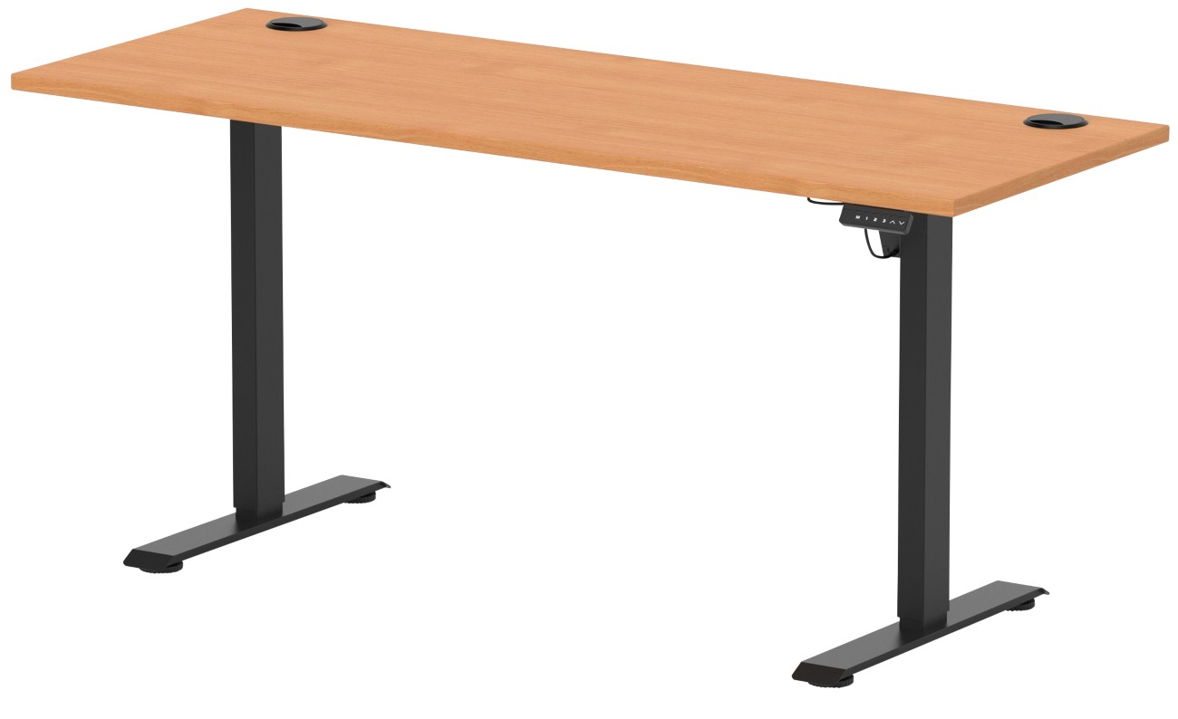 Air Lite 1600 x 600mm Height Adjustable Office Desk Beech Top Cable - Image 3