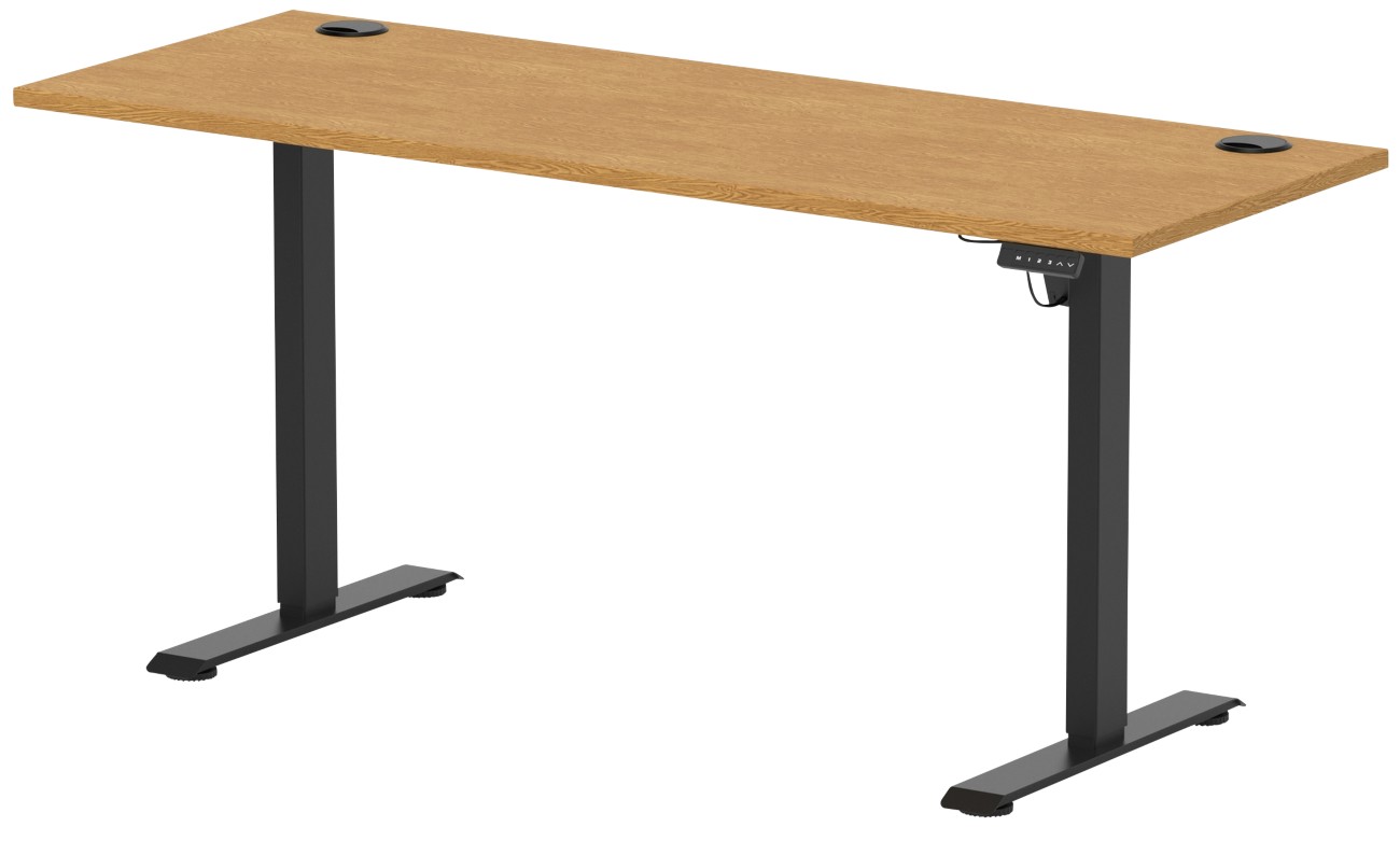 Lite 1600x600 Height Adjustable Desk Oak Top CP Black Leg - Image 3