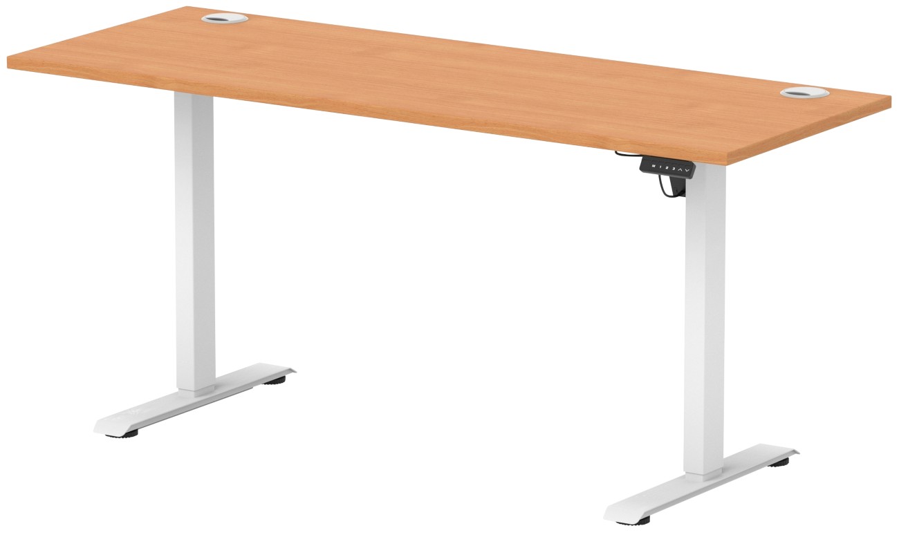 Lite 1600x600 Height Adjustable Desk Beech Top CP White Leg - Image 3