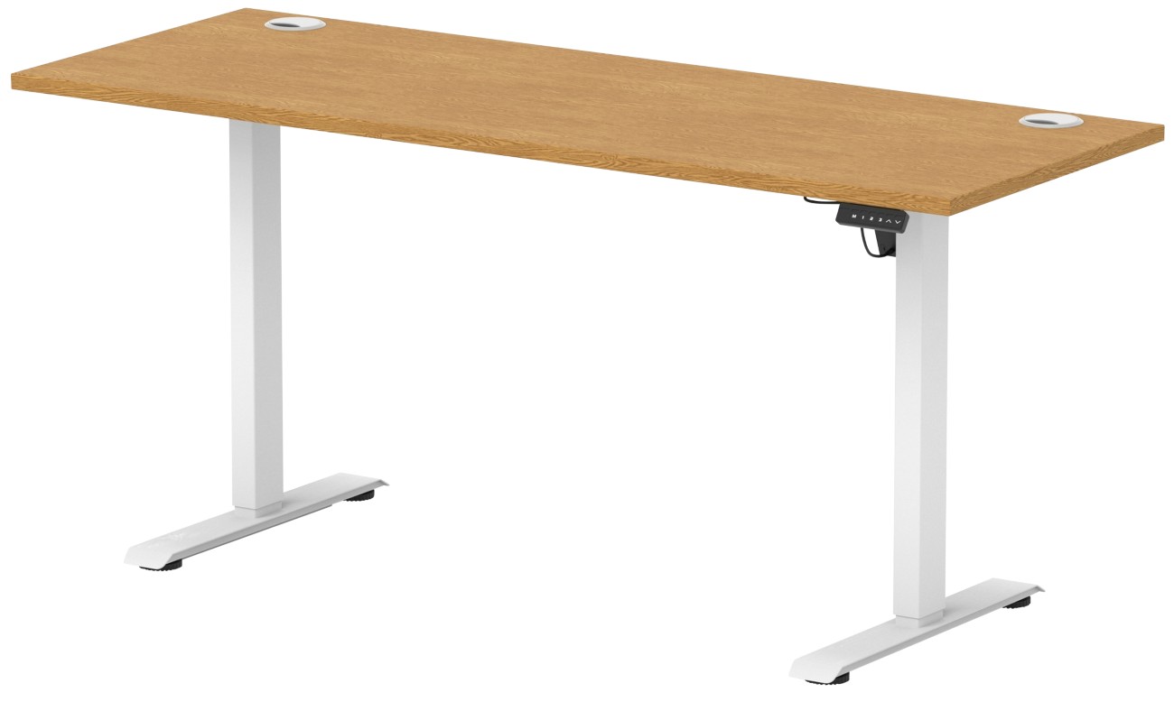 Lite 1600X600 Height Adjustable Desk Oak Top Cp White Leg - Image 3