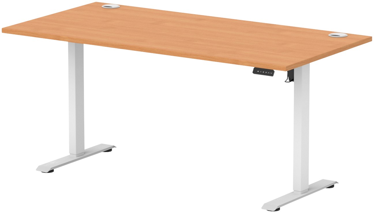 Lite 1600x800 Height Adjustable Desk Beech Top CP White Leg - Image 3
