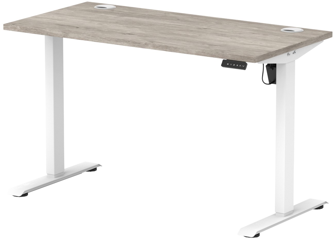 Lite 1200x600 Height Adjustable Desk Grey Oak Top CP White Leg - Image 3