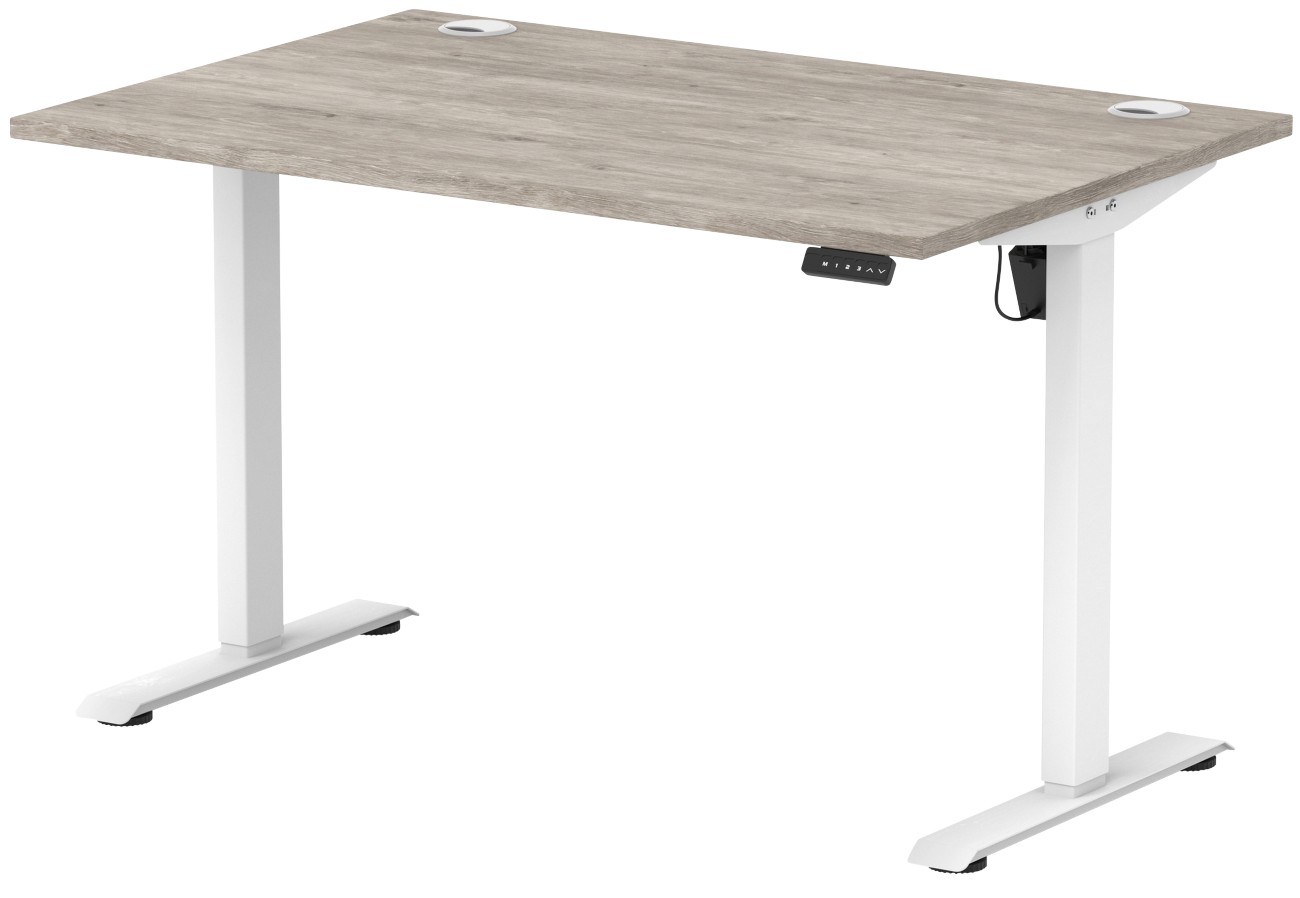 Air Lite 1200 x 800mm Height Adjustable Office Desk Grey Oak Top Cable - Image 2