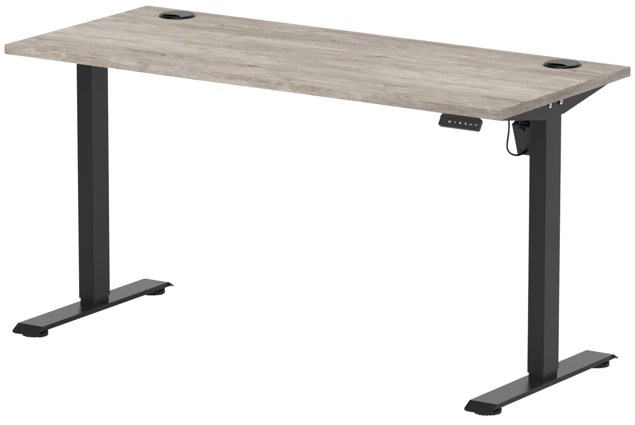 Lite 1400X600 Height Adjustable Desk Grey Oak Top Cp Black Leg - Image 3