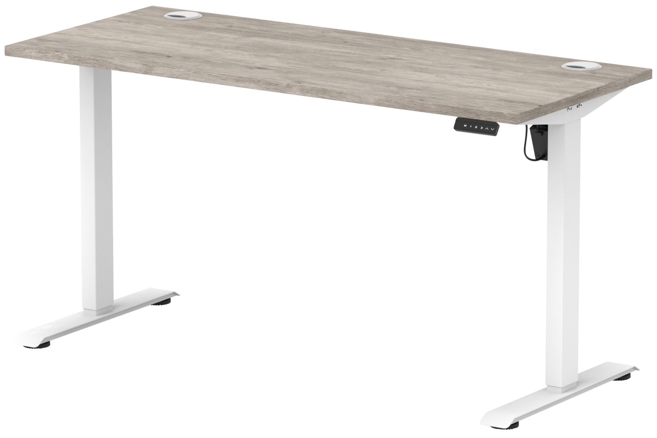 Lite 1400X600 Height Adjustable Desk Grey Oak Top Cp White Leg - Image 3