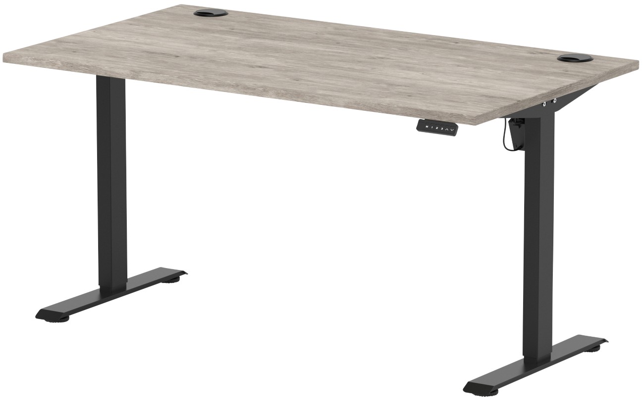 Lite 1400X800 Height Adjustable Desk Grey Oak Top Cp Black Leg - Image 3