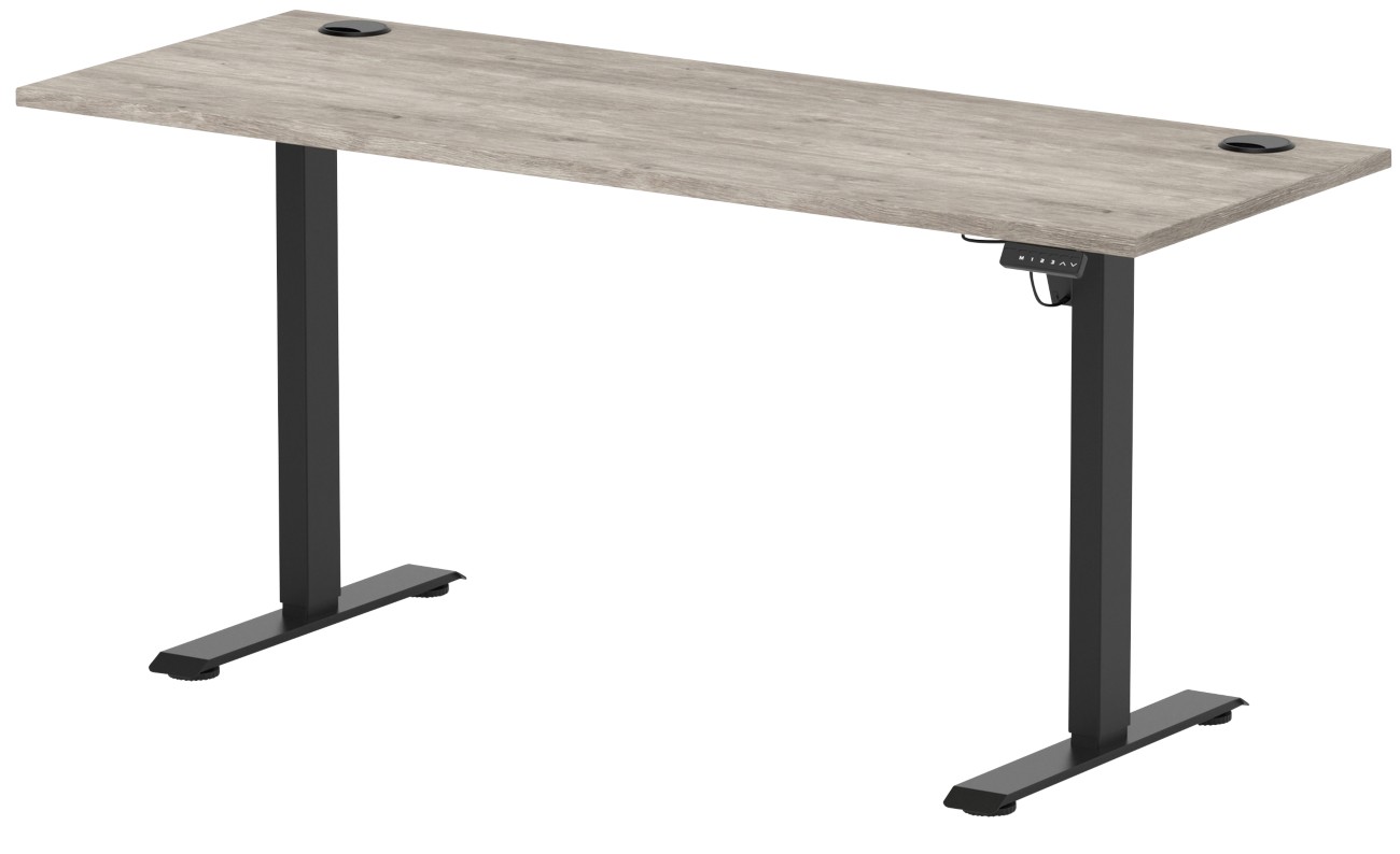 Lite 1600X600 Height Adjustable Desk Grey Oak Top Cp Black Leg - Image 3