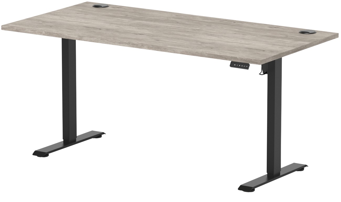Air Lite 1600 x 800mm Height Adjustable Office Desk Grey Oak Top Cable - Image 3
