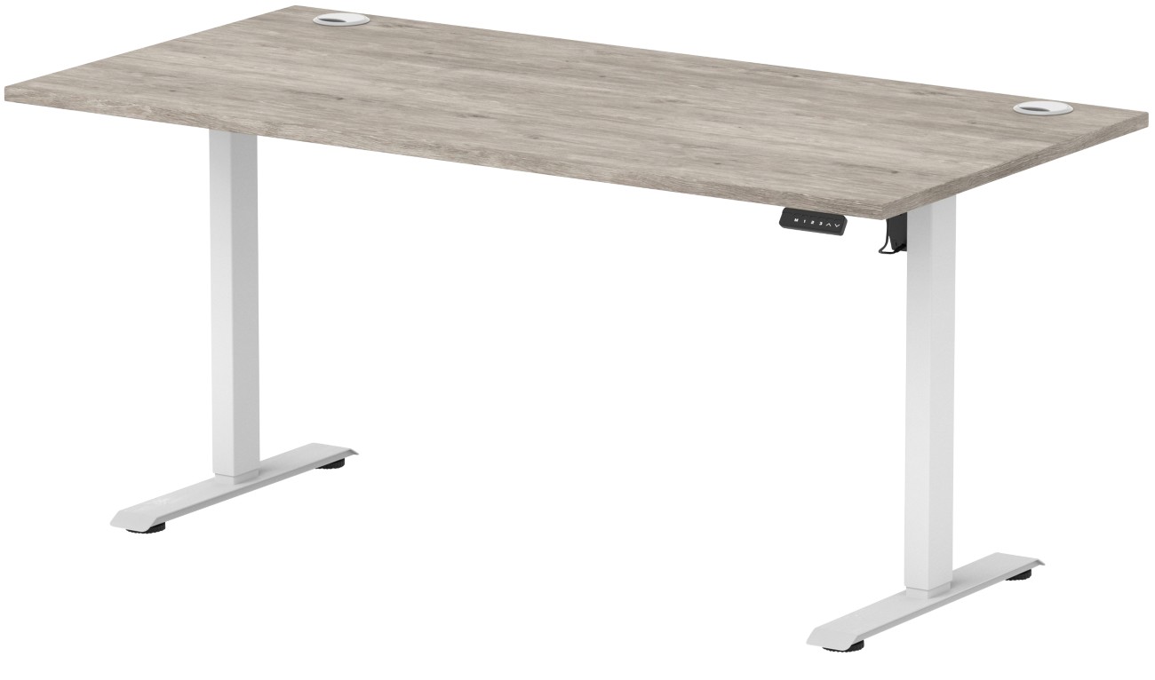 Air Lite 1600 x 800mm Height Adjustable Office Desk Grey Oak Top Cable - Image 2