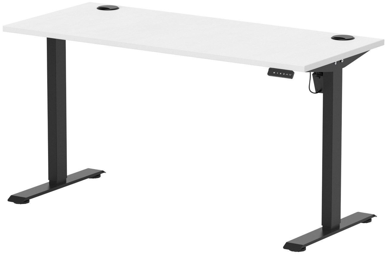 Lite 1400x600 Height Adjustable Desk White Top CP Black Leg - Image 3