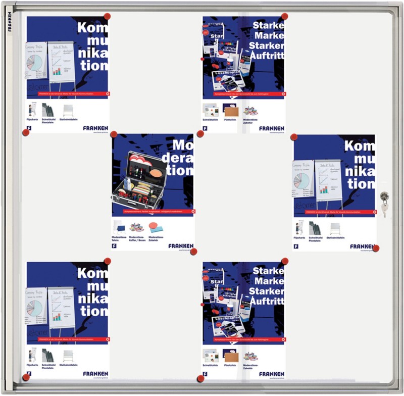 FRANKEN Valueline 12 x A4 Abschließbarer Schaukasten Wandmontage Silber Nicht klebend 96 (B) x 3,5 (T) x 98 (H) cm