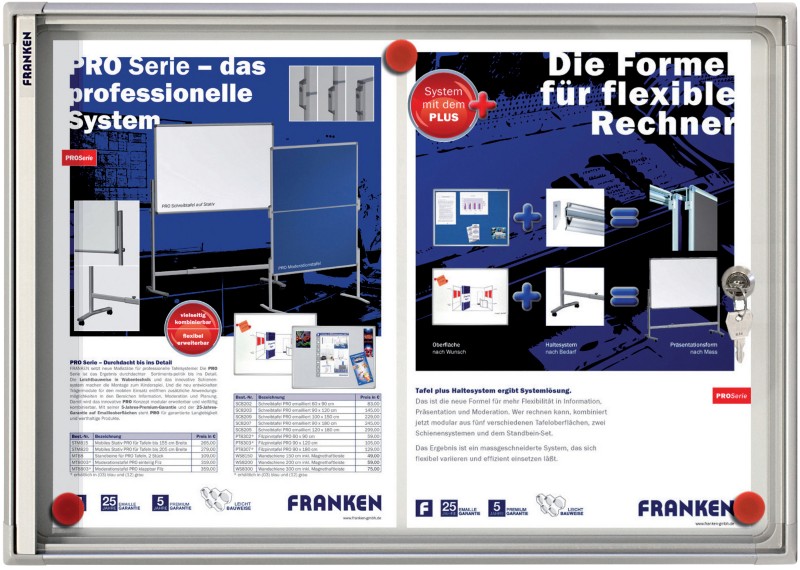 FRANKEN Valueline A3 Abschließbarer Schaukasten Wandmontage Silber Nicht klebend 51 (B) x 3 (T) x 37 (H) cm