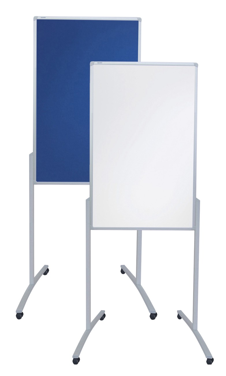 FRANKEN Proline Kombi-Moderationstafel MTF801303 Freistehend Mobil Doppelseitiges Magnetisches Whiteboard / Filz Blau 78...