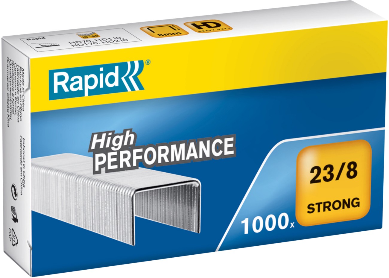 Rapid Staples 23/8 24869800 Steel Silver Pack Of 1000