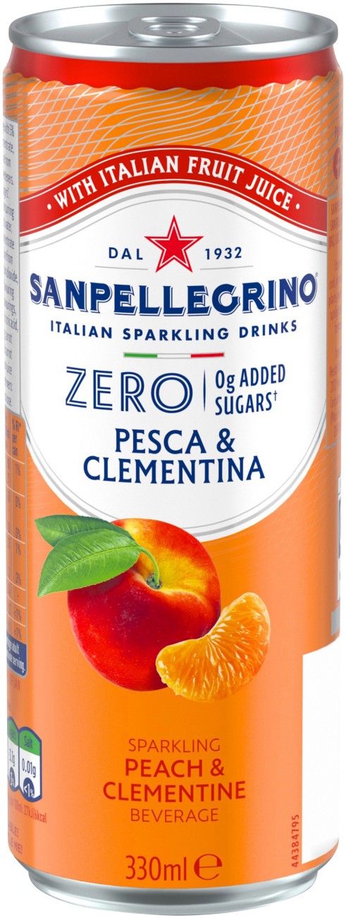 S.pellegrino San Pellegrino Zero Added Sugar Peach & Clementine Sparkling Drink 6 Cans Of 330 Ml