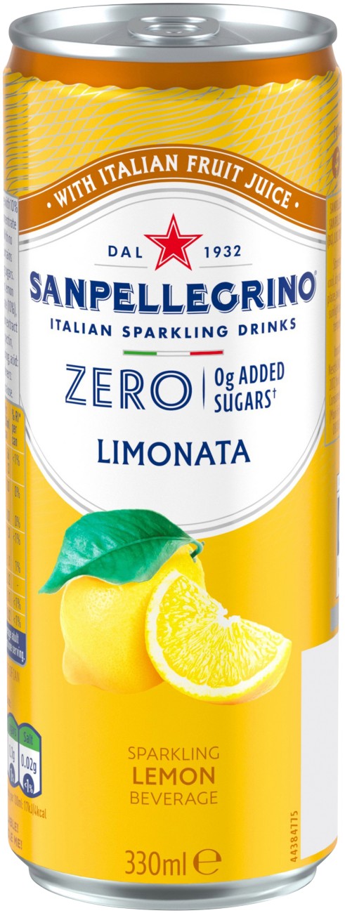 S.pellegrino San Pellegrino Zero Added Sugar Lemon Sparkling Drink 6 Cans Of 330 Ml