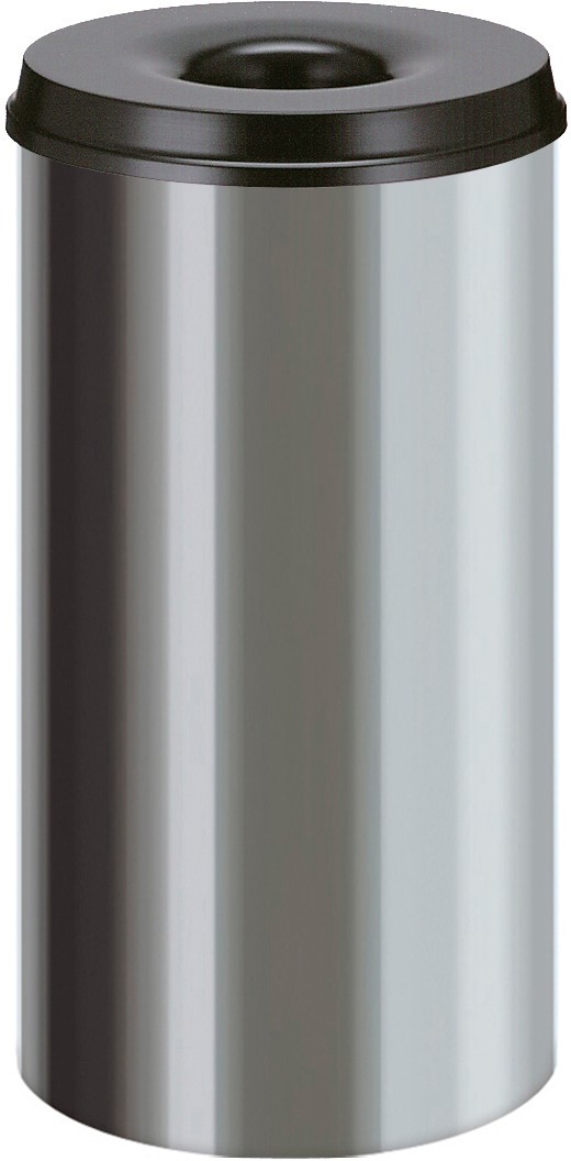 V-PART Feuerfester Papierkorb 50 L Schwarz, Silber Edelstahl