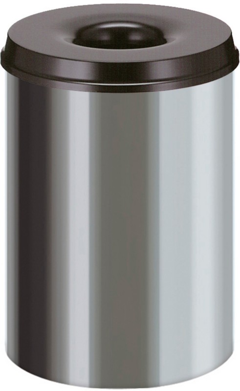 V-PART Feuerfester Papierkorb 30 L Schwarz, Silber Edelstahl