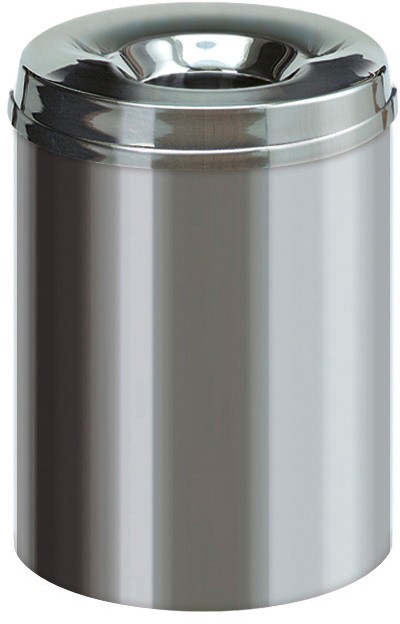 V-PART Feuerfester Papierkorb 15 L Silber Metall