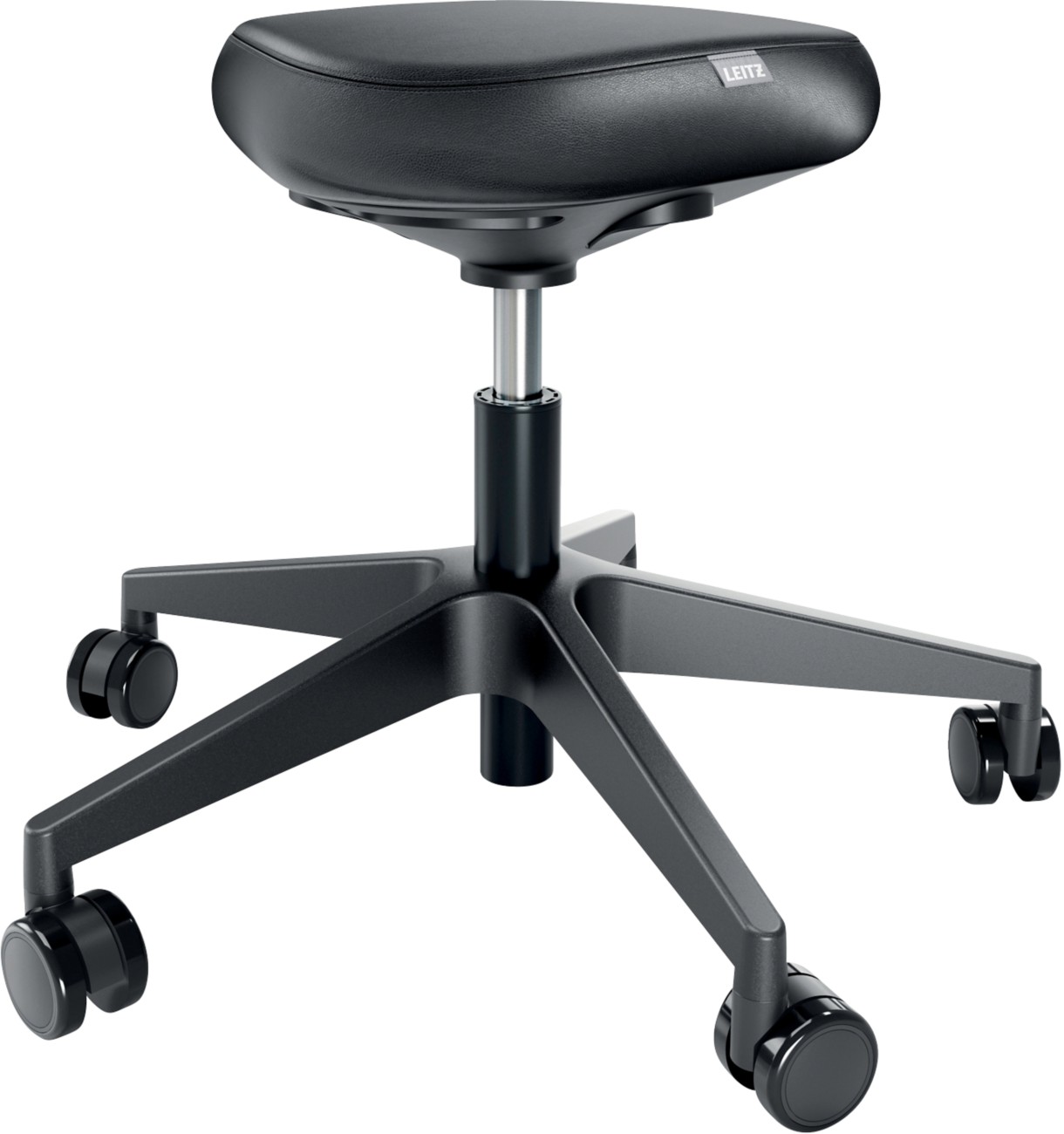 Leitz Ergo Sitzhocker 6578 Ergonomischer mit Rollen und Komfortsitz, Schwarz