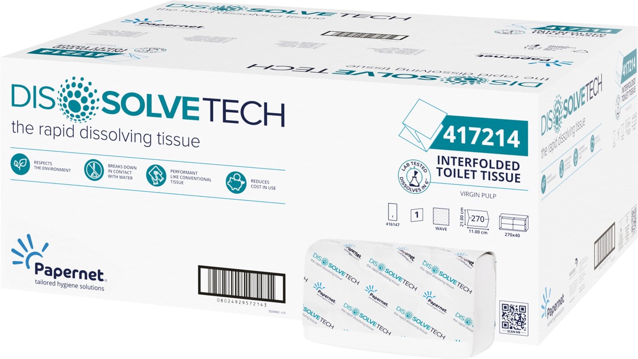 Papernet Dissolve Tech Toilettenpapier 1-lagig Weiß 270 Stück