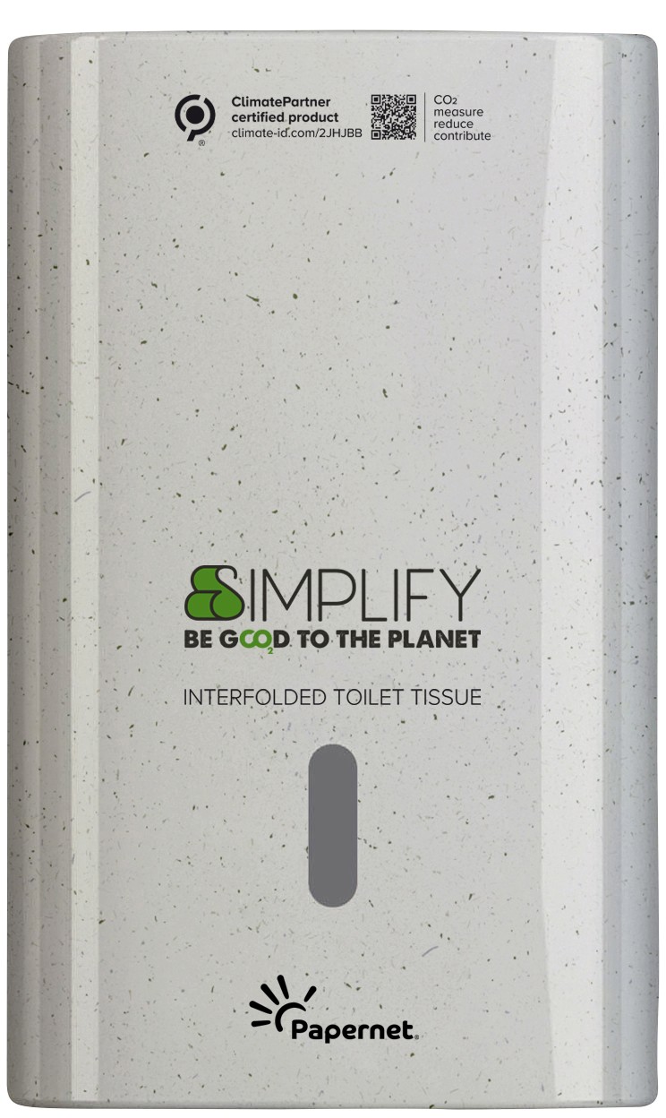 Papernet Simplify Interfolded Toilet Paper Dispenser 421334 White Wood