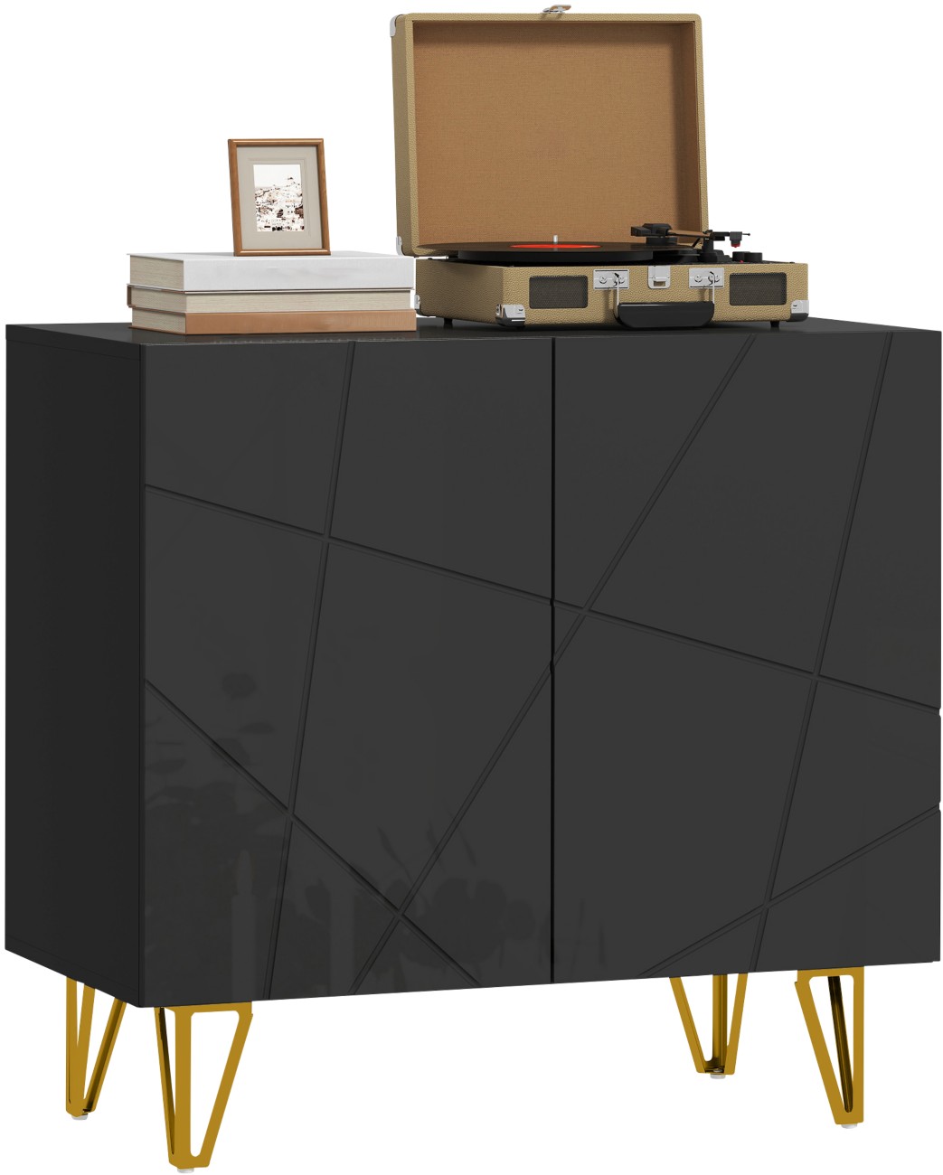 Homcom Unisex Black Storage Cabinet, Sideboard With Adjustable Shelf In Large - Image 10
