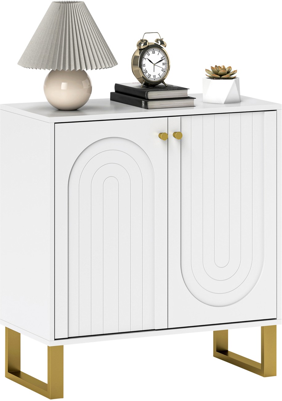 HOMCOM White Sideboard Storage Cabinet with Adjustable Shelf - Steel - Image 8