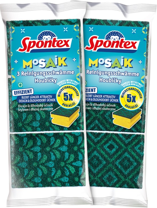 Spontex Mosaik-Schwamm 1,2 x 4 x 2,5 cm Grün 3 Stück