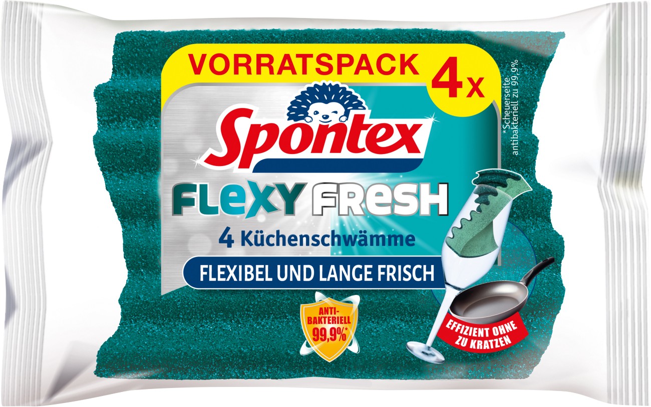 Spontex Flexy Fresh Schwamm 19 x 5 x 11,5 cm Grün 4 Stück