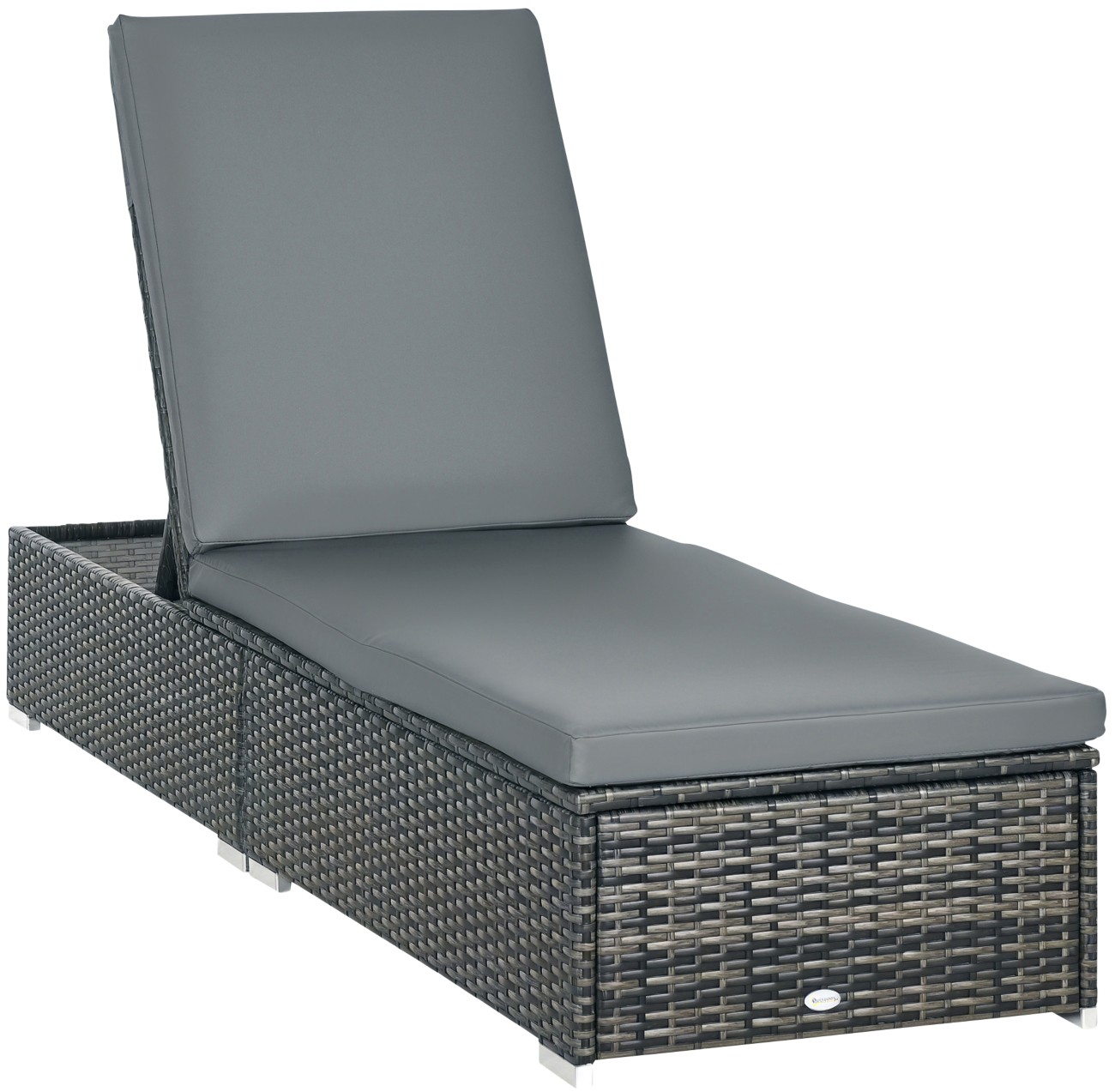 Outsunny Pe Rattan, Pl (Polyester) Sun Lounger Grey