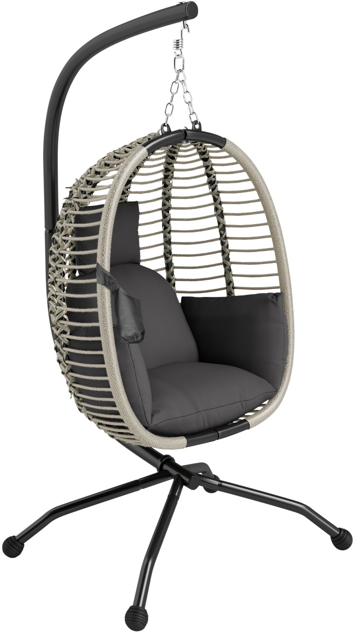 Outsunny Hanging Swing Chair W/ Thick Cushion, Hanging Chair, Dark Grey - Image 5