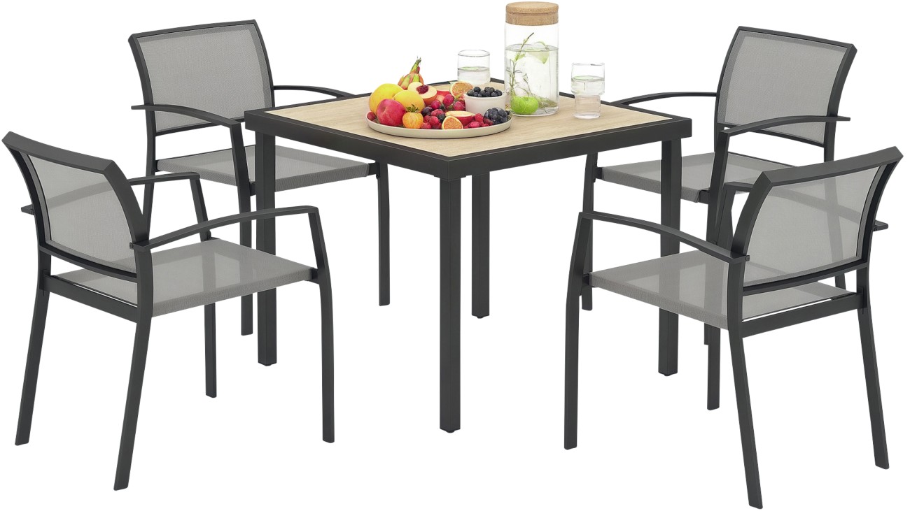 Outsunny Unisex Grey Piece Garden Furniture Set With 4 Stackable Armchairs, Size 5 - Image 8