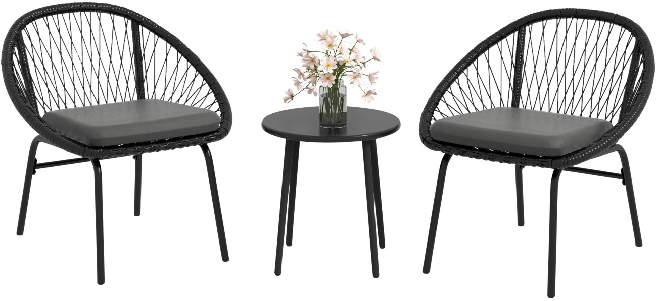 Rackhams 3 Piece Garden Furniture Set, Bistro Set W/ 2 Chairs & 1 Coffee Table - Image 5