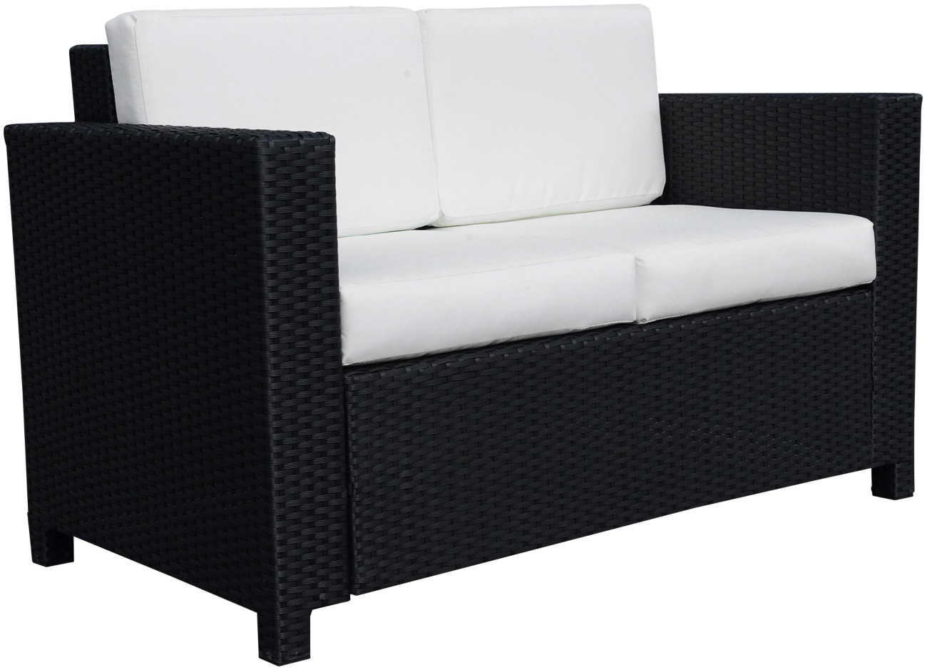 Outsunny Rattan Wicker 2-Seat Sofa Loveseat Padded Garden Furniture Black - Image 7