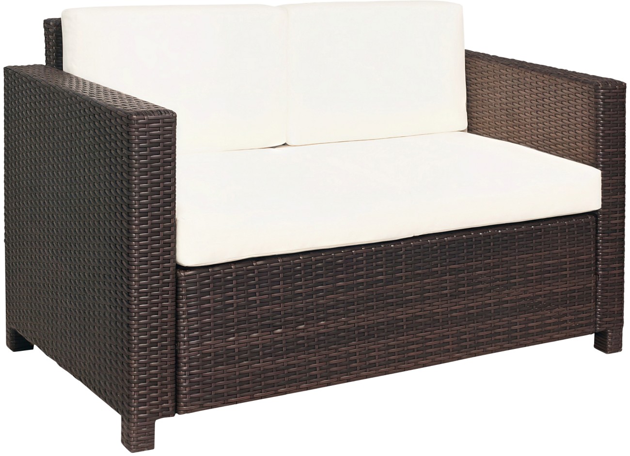 Rackhams Brown Rattan Wicker 2-Seat Sofa Loveseat Padded Garden Furniture - Image 6