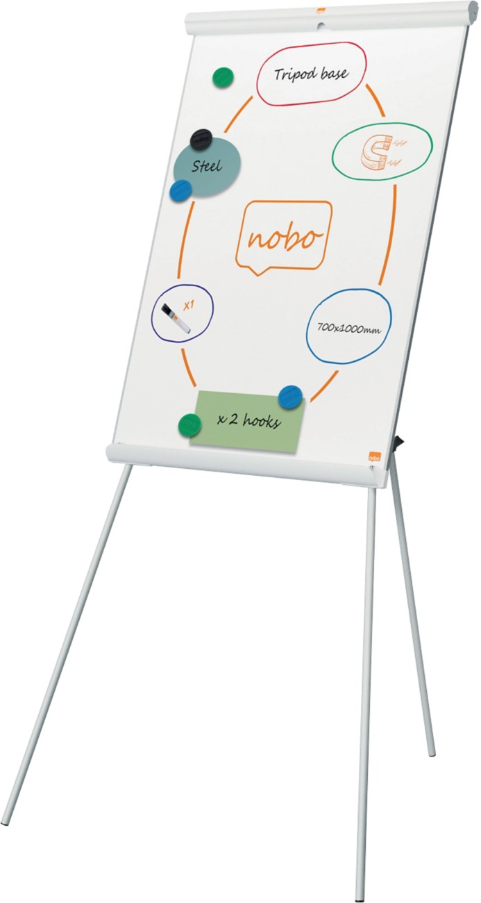 Nobo Premium Plus Tripod Steel Magnetic Whiteboard Flipchart Easel 70 X 100 Cm White 1915701