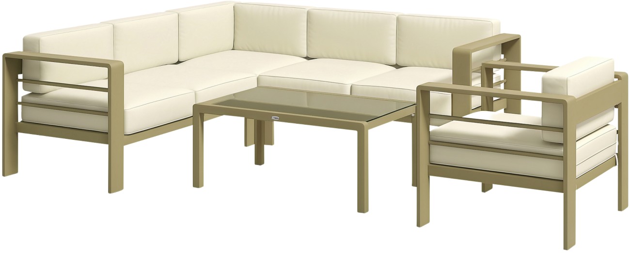 Outsunny Garden Furniture Set Aluminium, Pl (Polyester) Gold Outdoor 5 Pieces