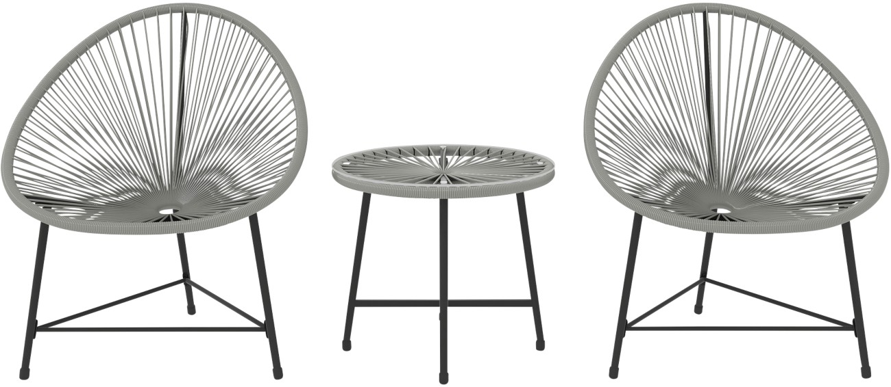 Outsunny Garden Furniture Set Steel, Pe Rattan Grey Outdoor 3 Pieces