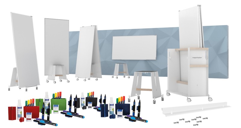 Thumbnail - magnetoplan Design-Thinking Whiteboard Magnetisch Weiß Set 32 Stück