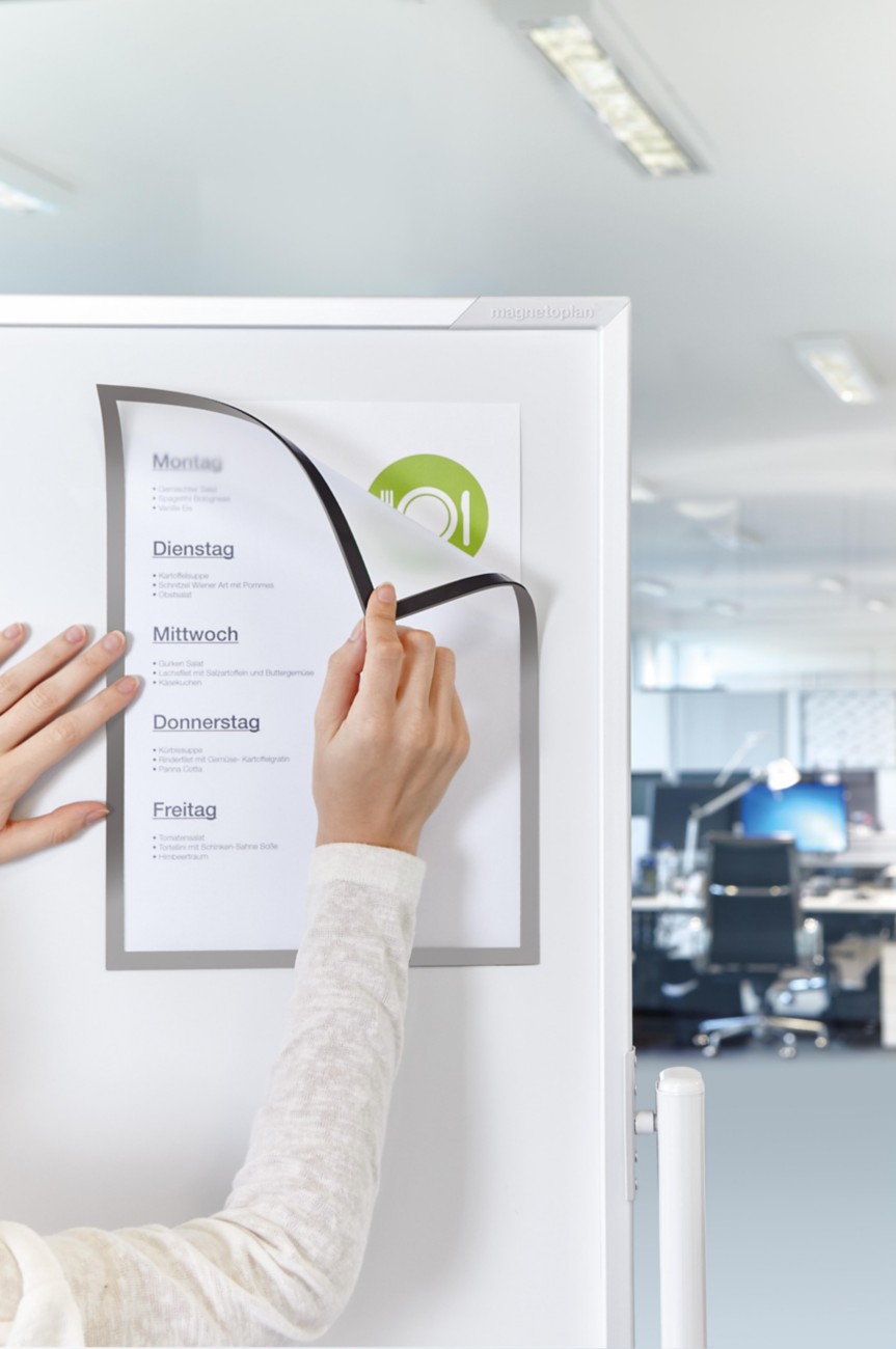 Thumbnail - magnetoplan magnetofix DIN A4 Inforahmen Magnetisch Silber 1130332 24 (B) x 0,8 (T) x 36 (H) cm 5 Stück